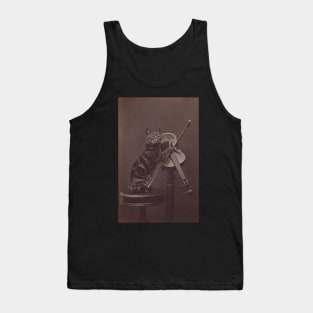 Cat on a Stool Playing a Violin Tank Top